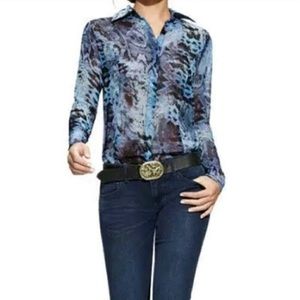 Cabi #609 Python Print Blouse Medium, Button Up